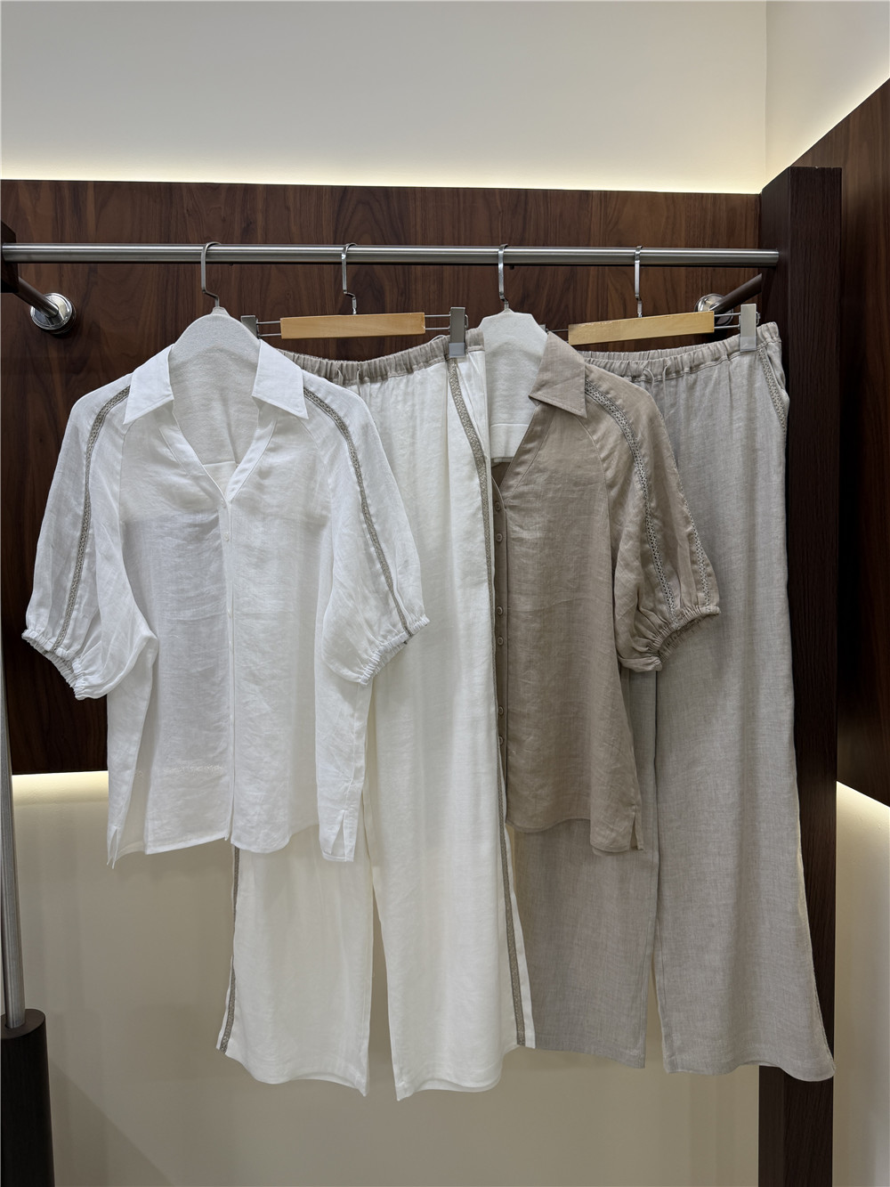 Short Linen Drawstring - Dames korte mouwen blouse en wijde