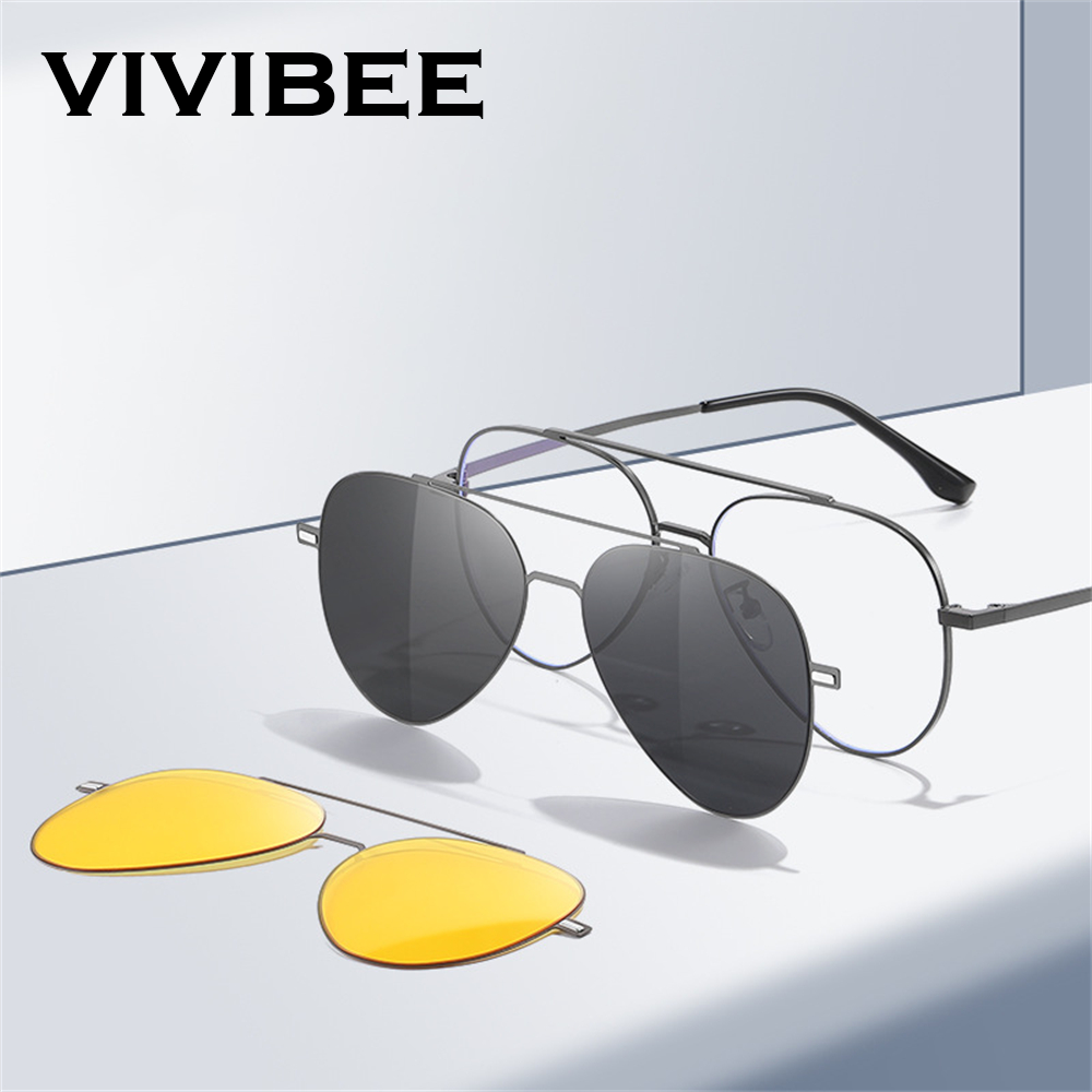 Sunglasses Aviator Polarized - VIVIBEE Luchtvaart Magnetisch Gepolariseerde Clip Op