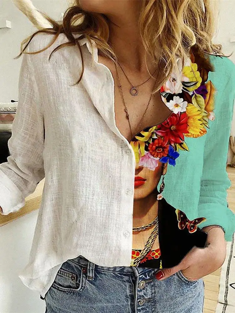 Dames lente en herfst lange mo - Shirt Camp Collar recensie en prijs